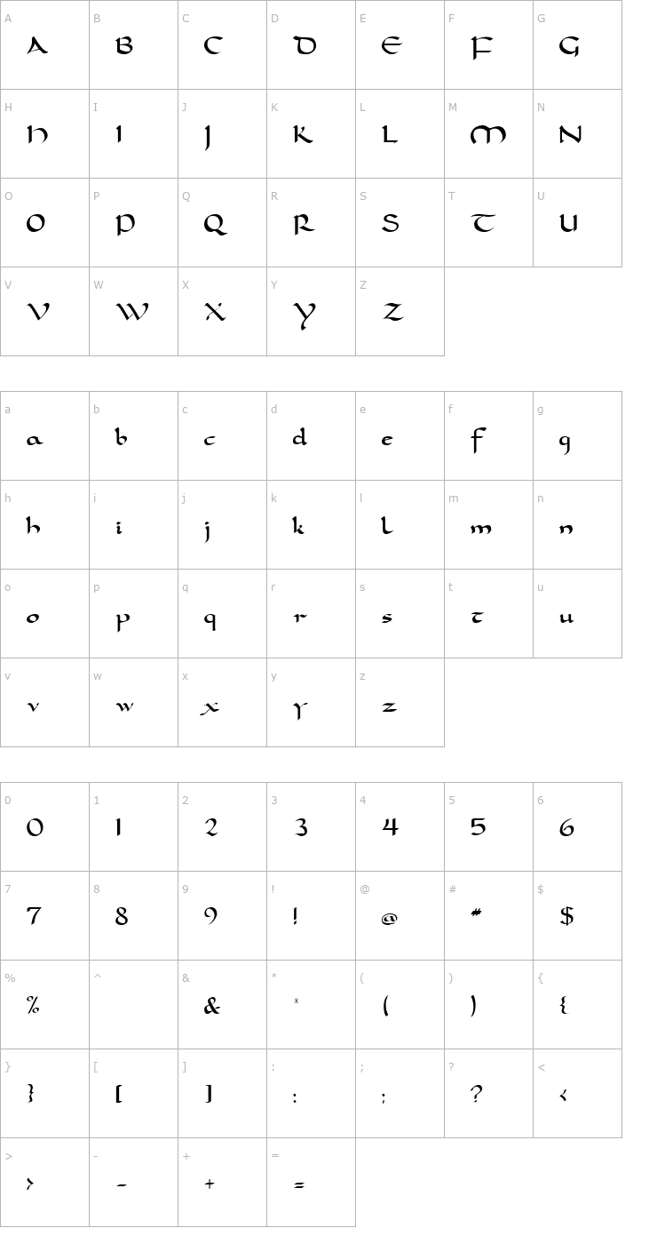 Character Map Carolingia Font