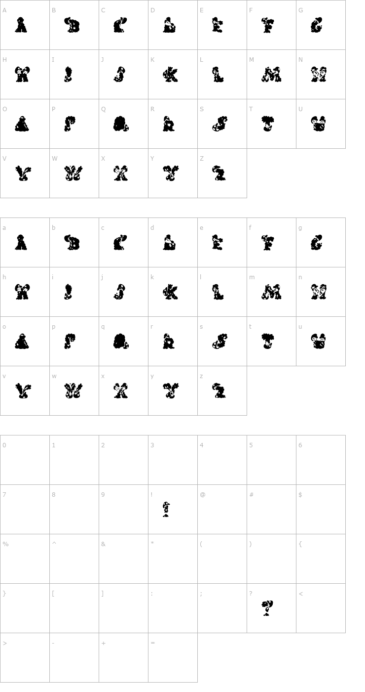 Character Map Carols Regular Font
