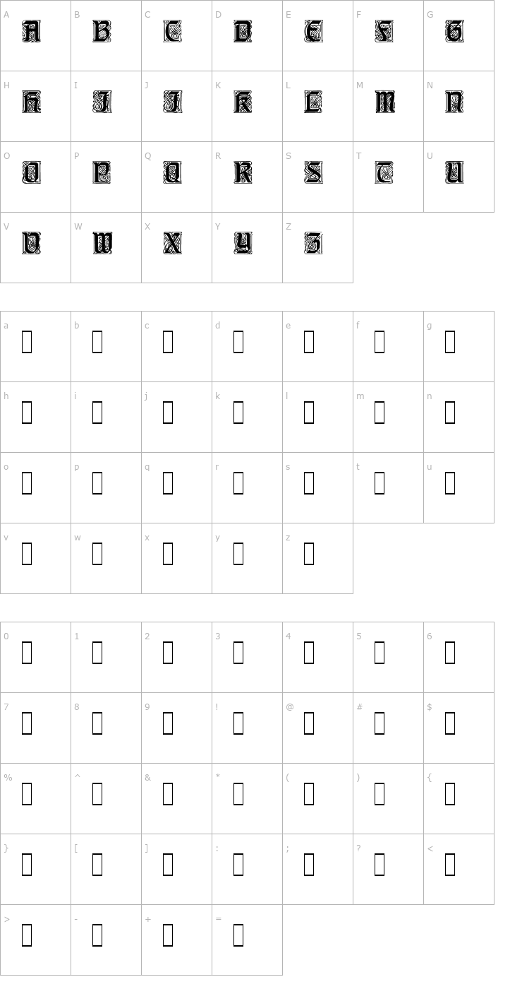 Character Map Carpathian 1 Font