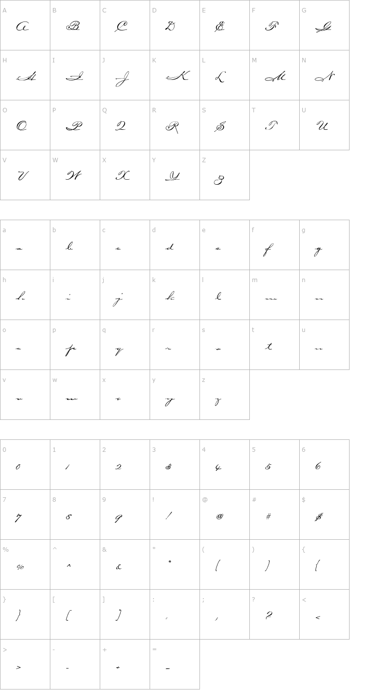 Character Map Carpenter ICG Font