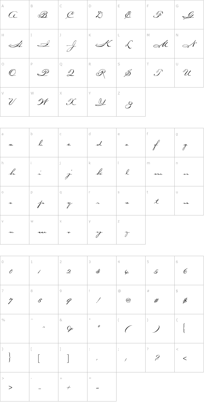 Character Map CarpenterScript-Regular Font