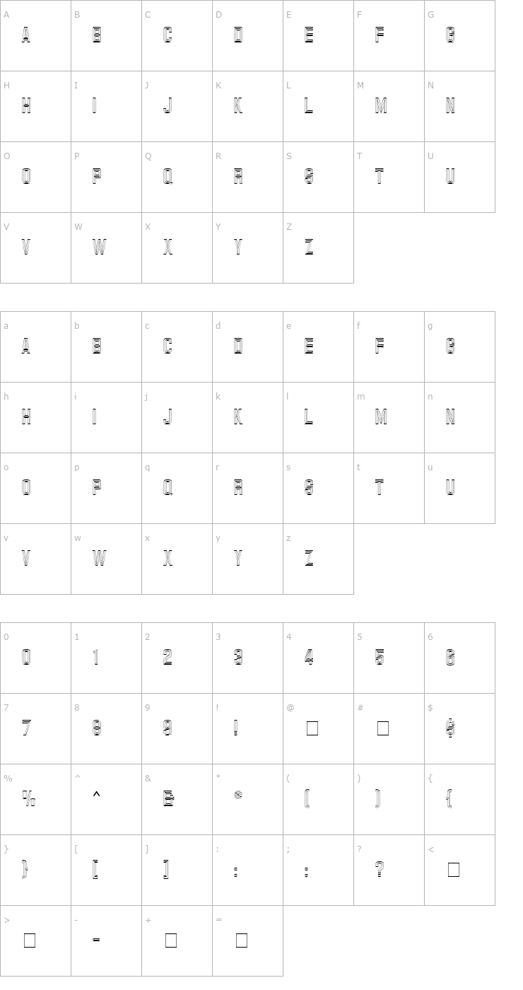 Character Map Carplate MN Font