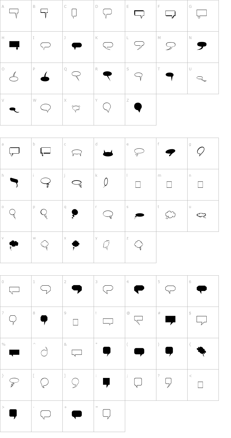 Character Map Carr Balloons Font