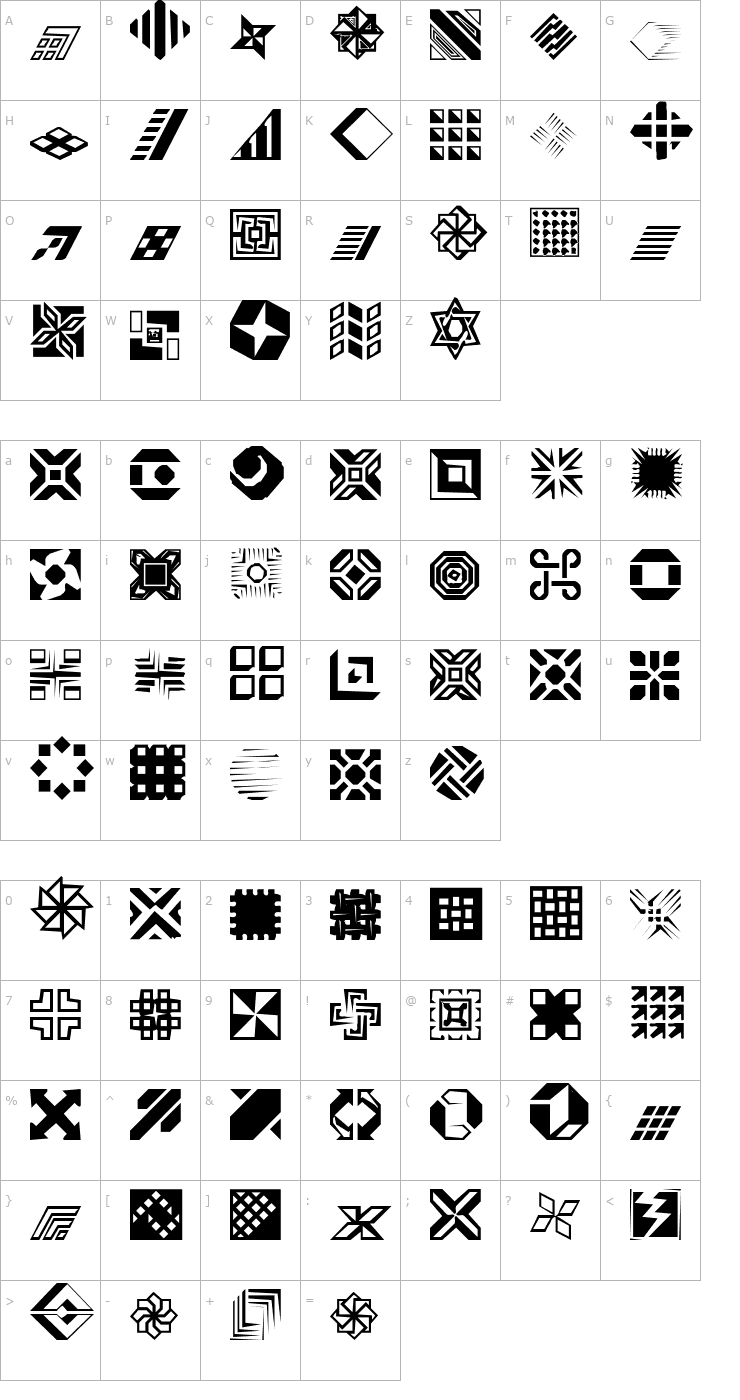 Character Map CarrDingbats1 Regular Font