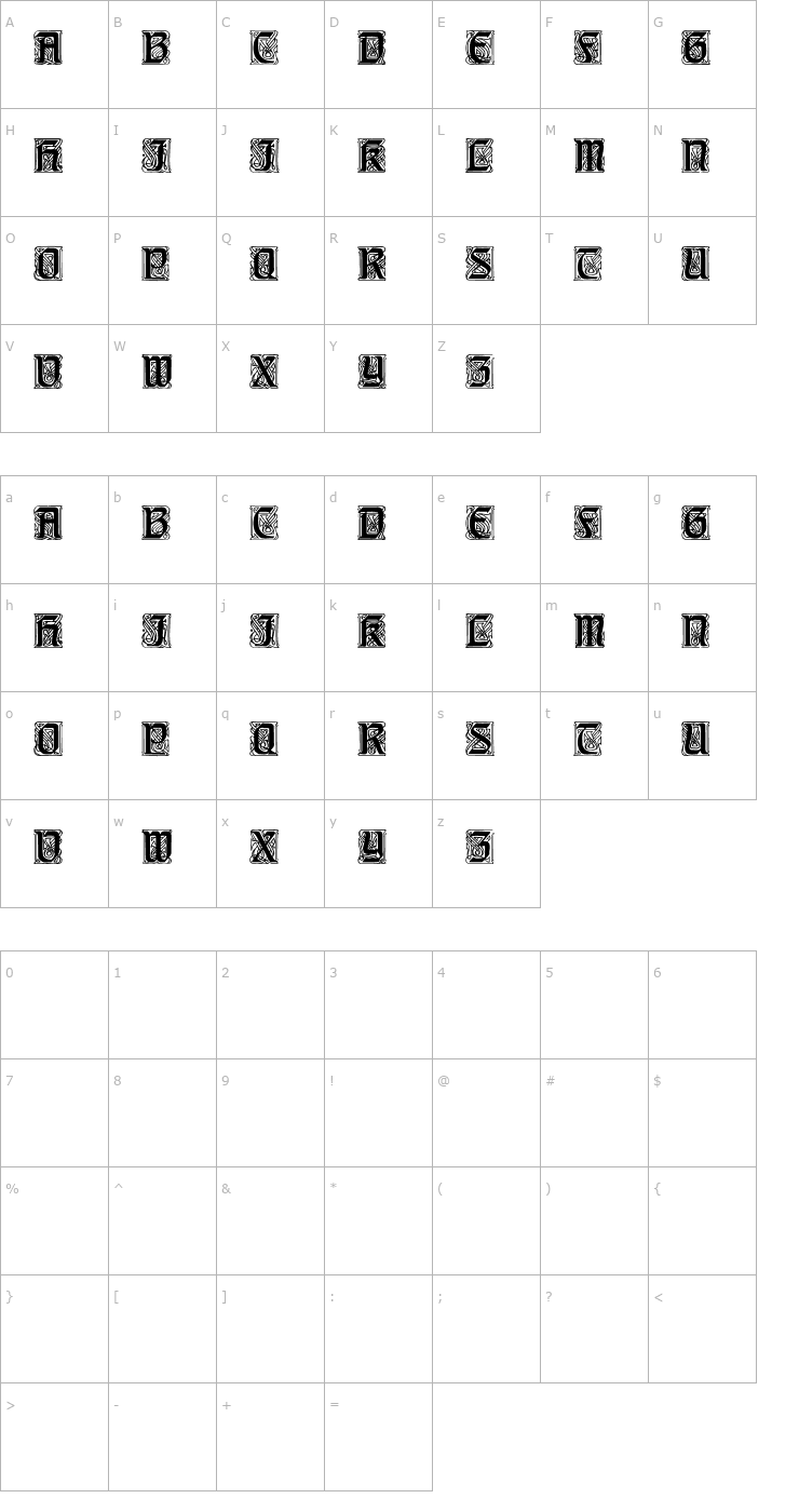 Character Map Carrick Regular Font