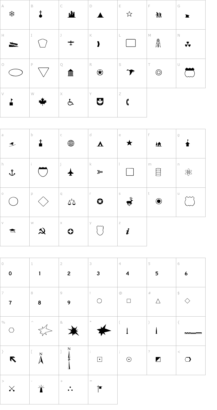 Character Map Carta Font
