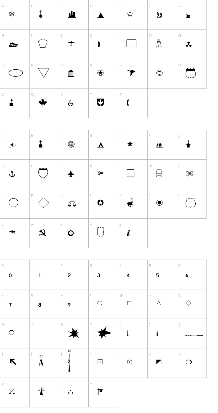 Character Map Carta-Thin Font