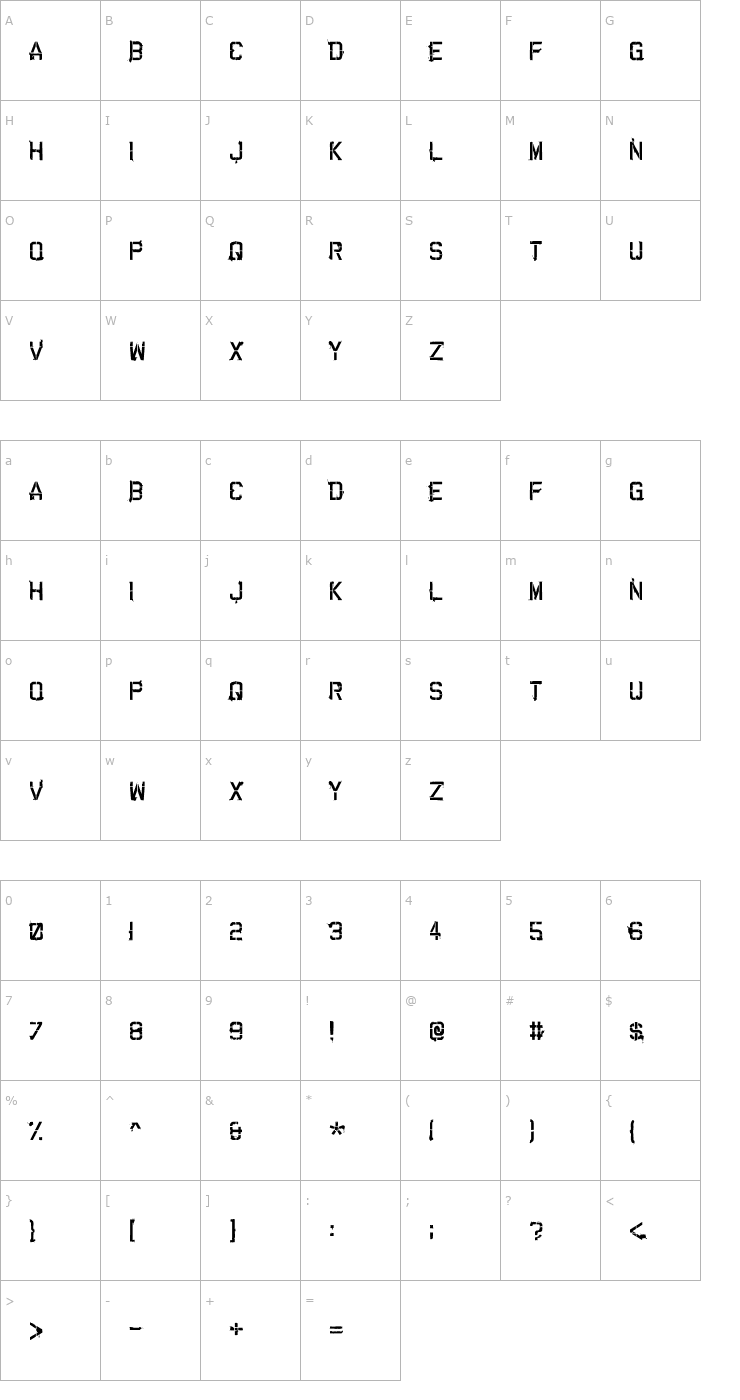 Character Map Cartaz Font