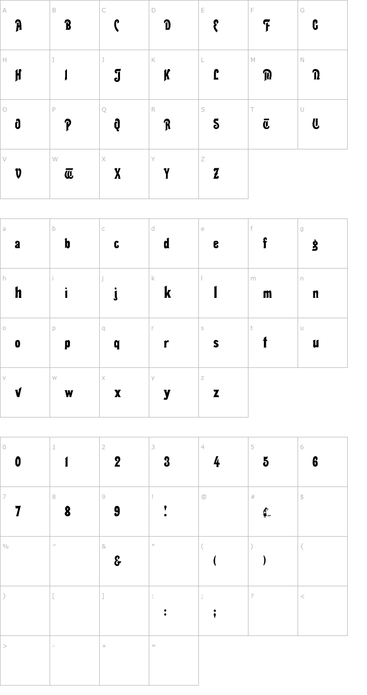 Character Map Carter Font