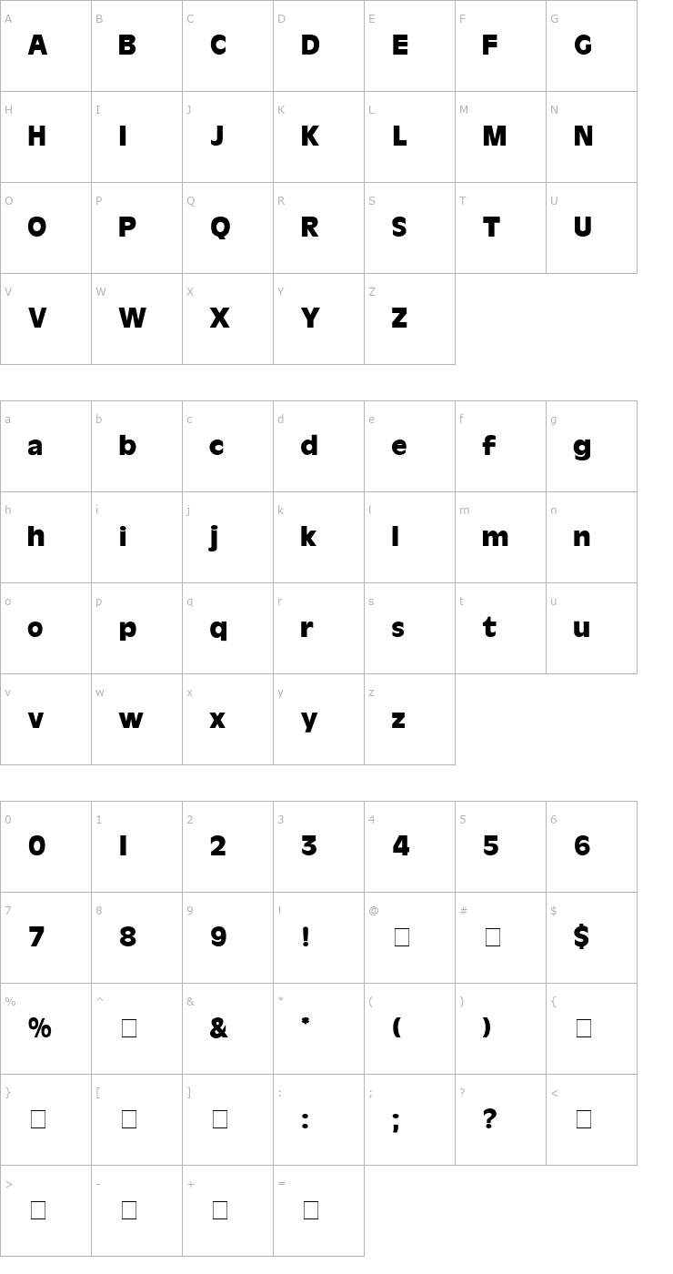 Character Map Cartes Display SSi Font