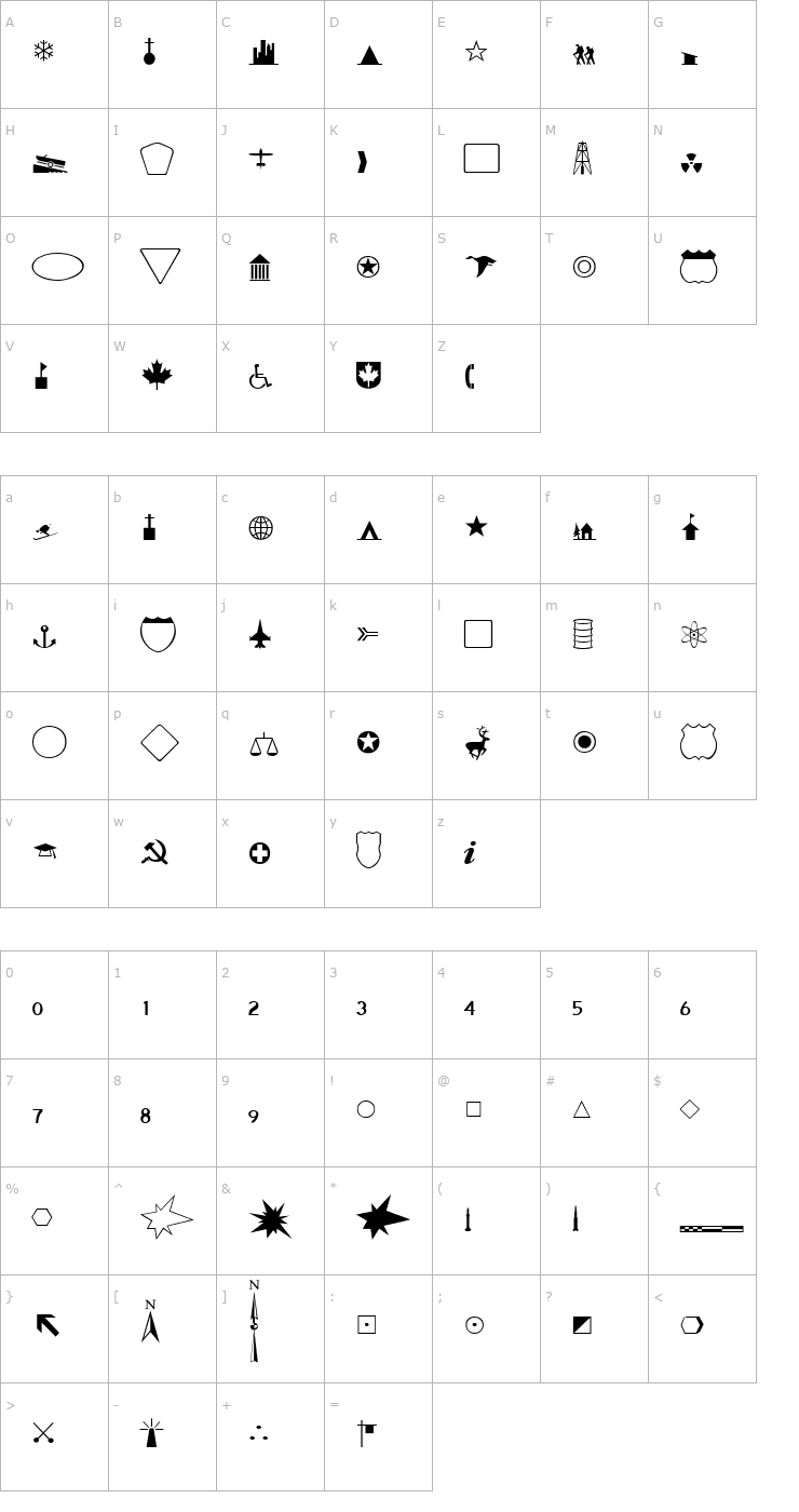 Character Map Cartographer Light SSi Light Font