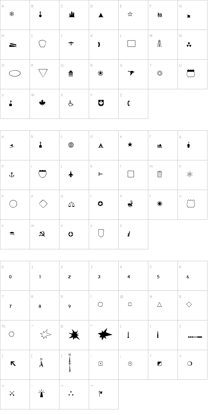 Character Map CartographerLightSSi Font