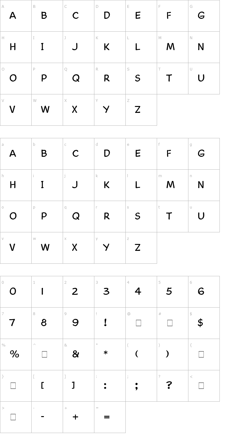 Character Map Cartoon Script Font