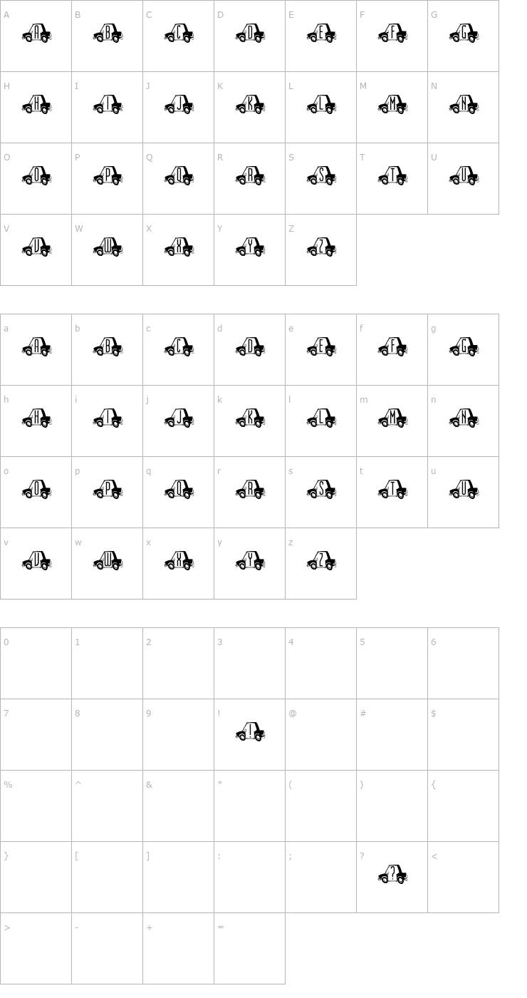 Character Map CarTown Font