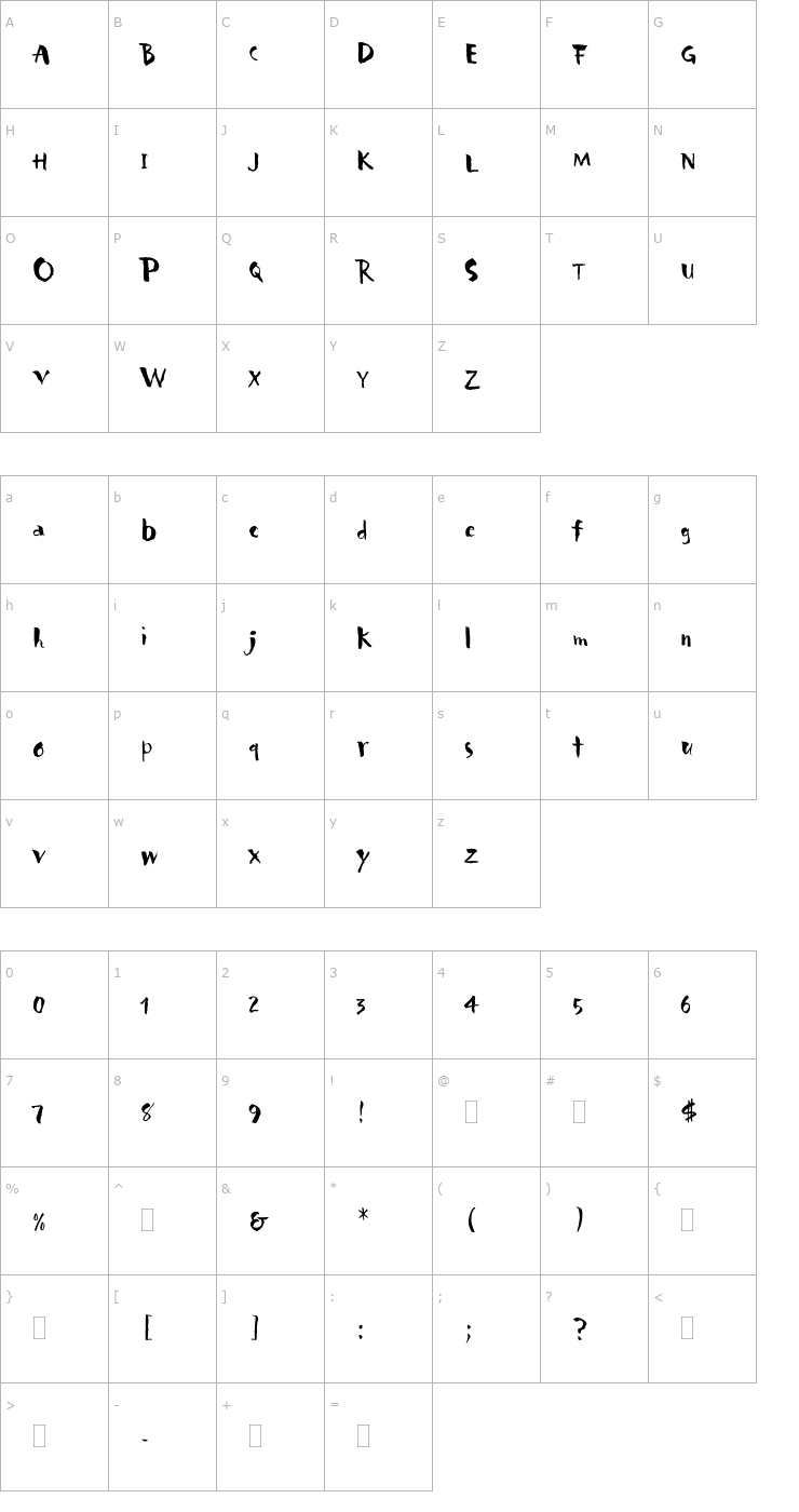 Character Map CarumbaPlain Font