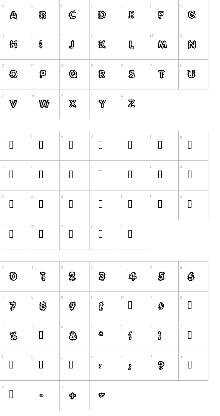 Character Map Carvings Font