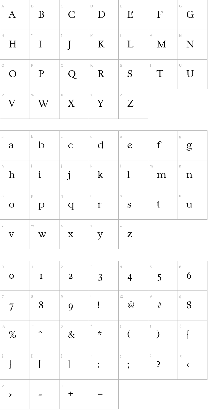 Character Map Casablanca-Xlight Font