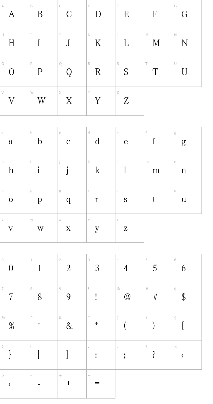 Character Map Casad-Light Font