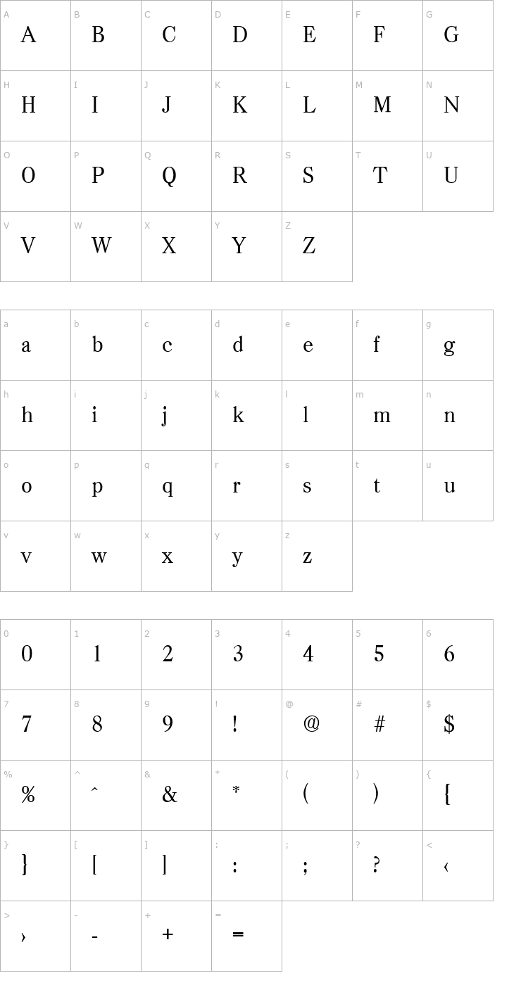Character Map Casad-Serial-Regular Font