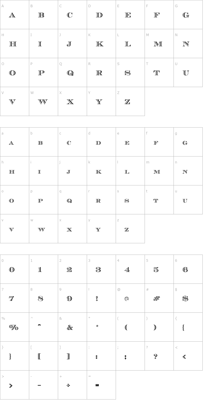 Character Map Cash Font