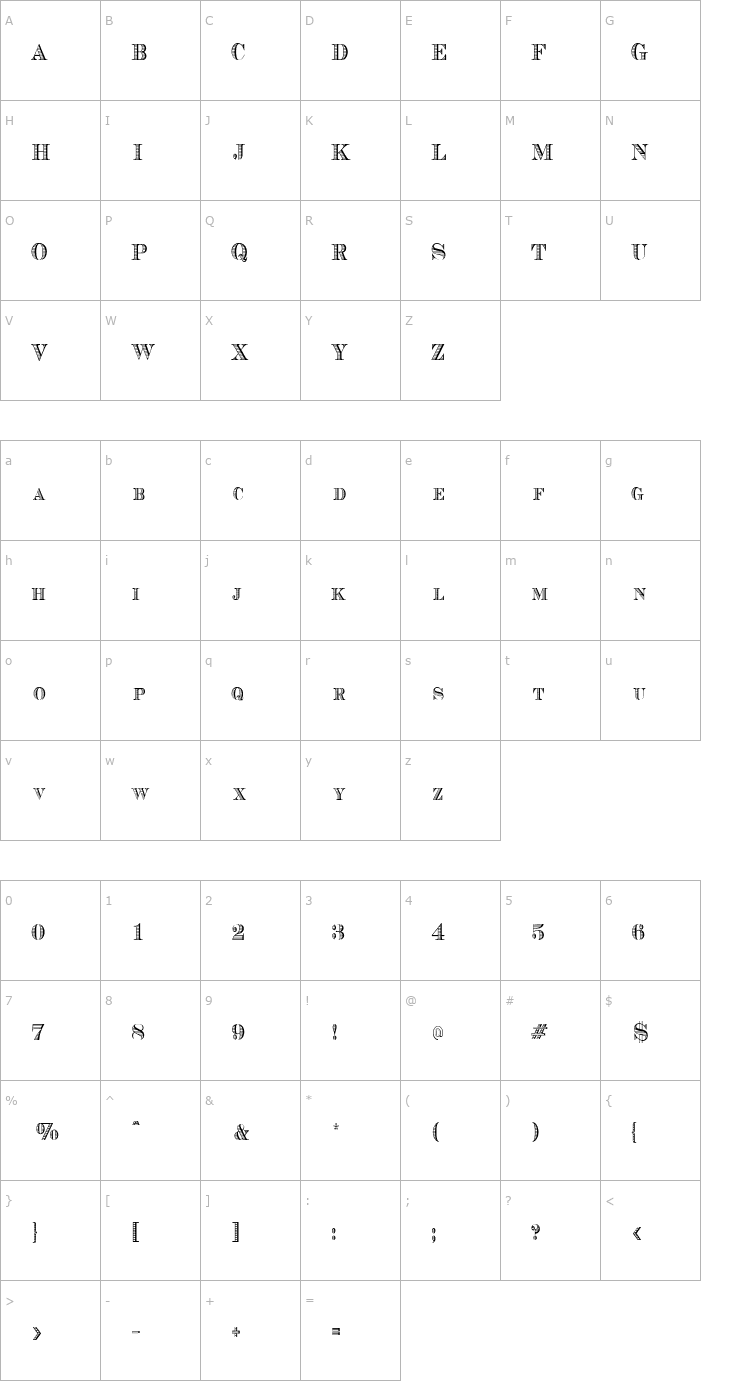 Character Map CashCondensed Font