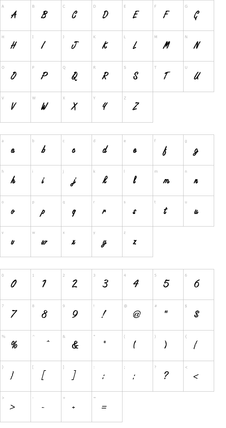 Character Map CASINO Regular Font