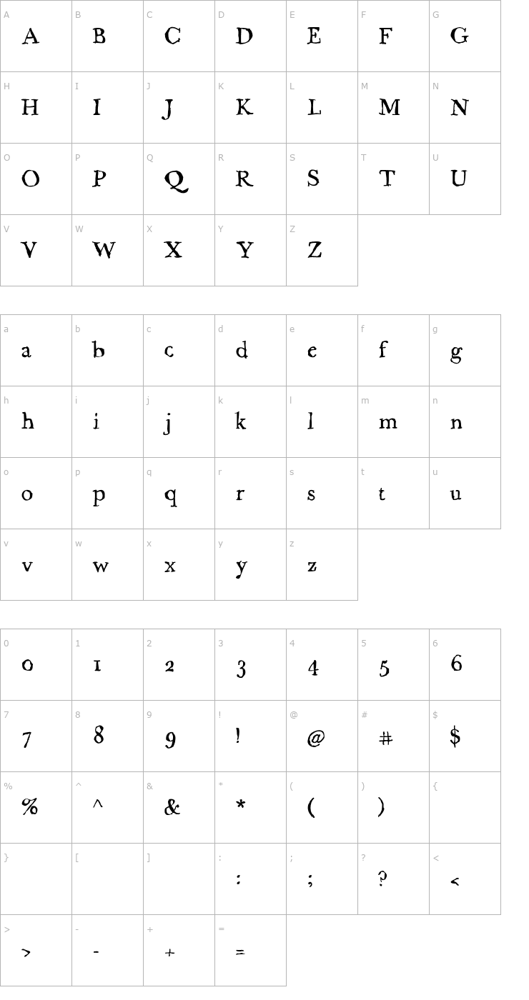 Character Map Caslame Font