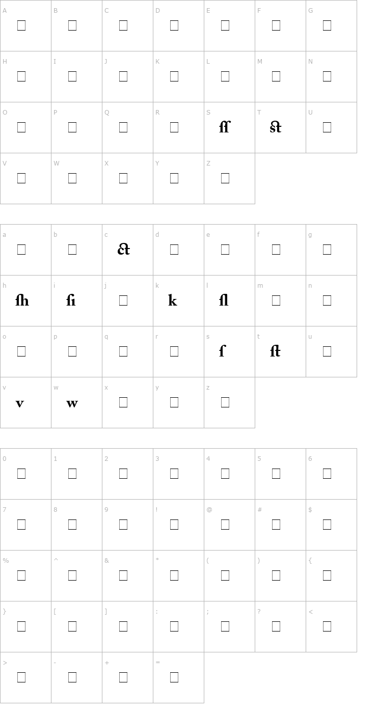 Character Map Caslon Alternate Black SSi Bold Font