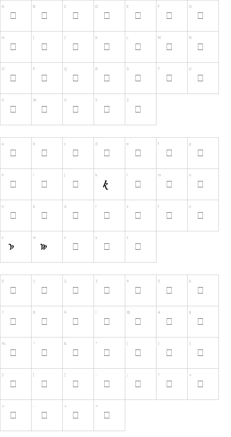 Character Map Caslon Alternate SSi Alternate Semi Bold Italic Font