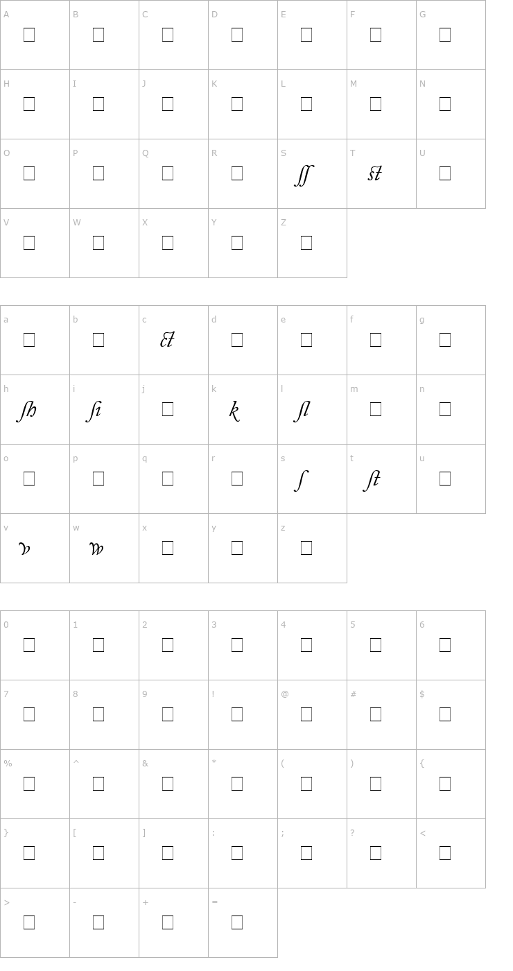 Character Map Caslon Alternate SSi Italic Font