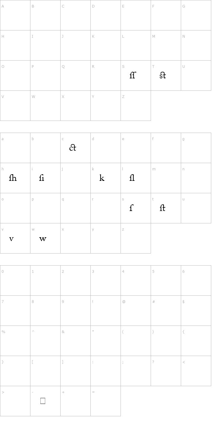 Character Map Caslon Alternate SSi Roman Font