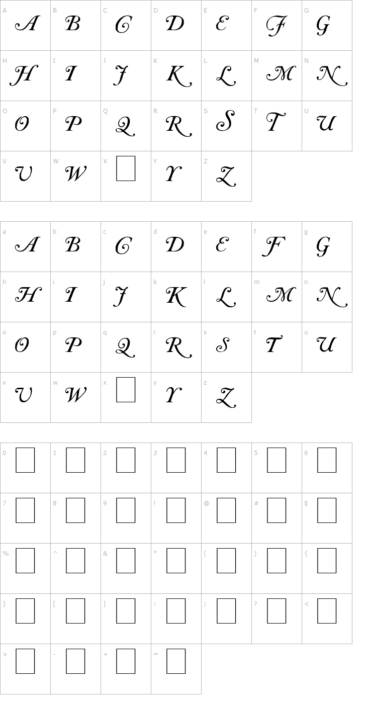Character Map Caslon Initials Font