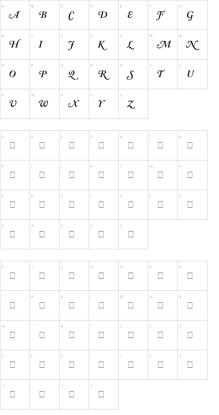 Character Map Caslon Swash SSi Semi Bold Italic Font