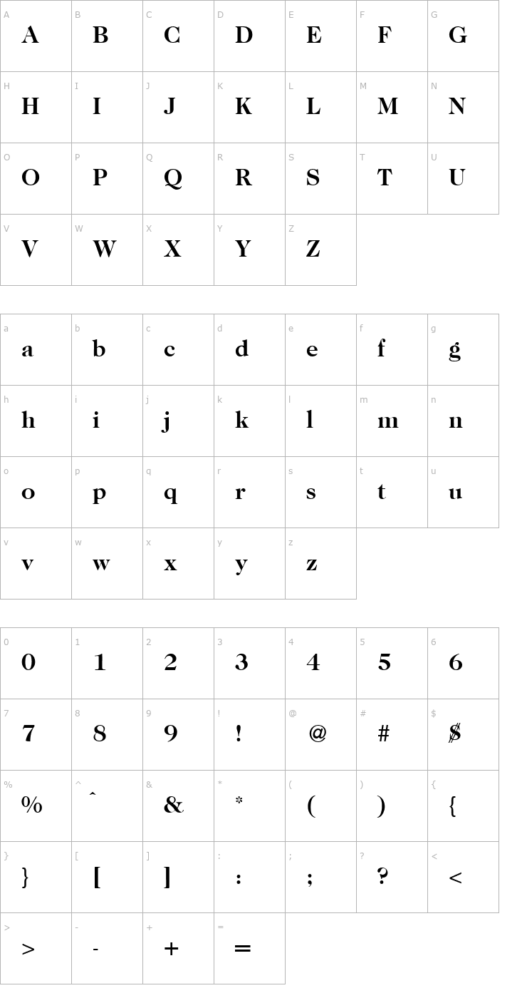 Character Map Caslon335-Bold Font