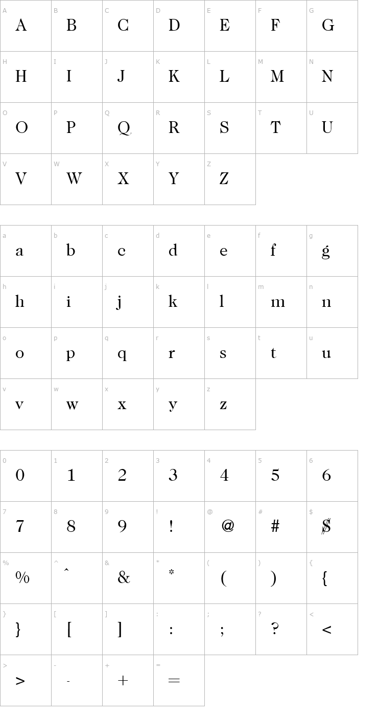 Character Map Caslon335-Regular Font