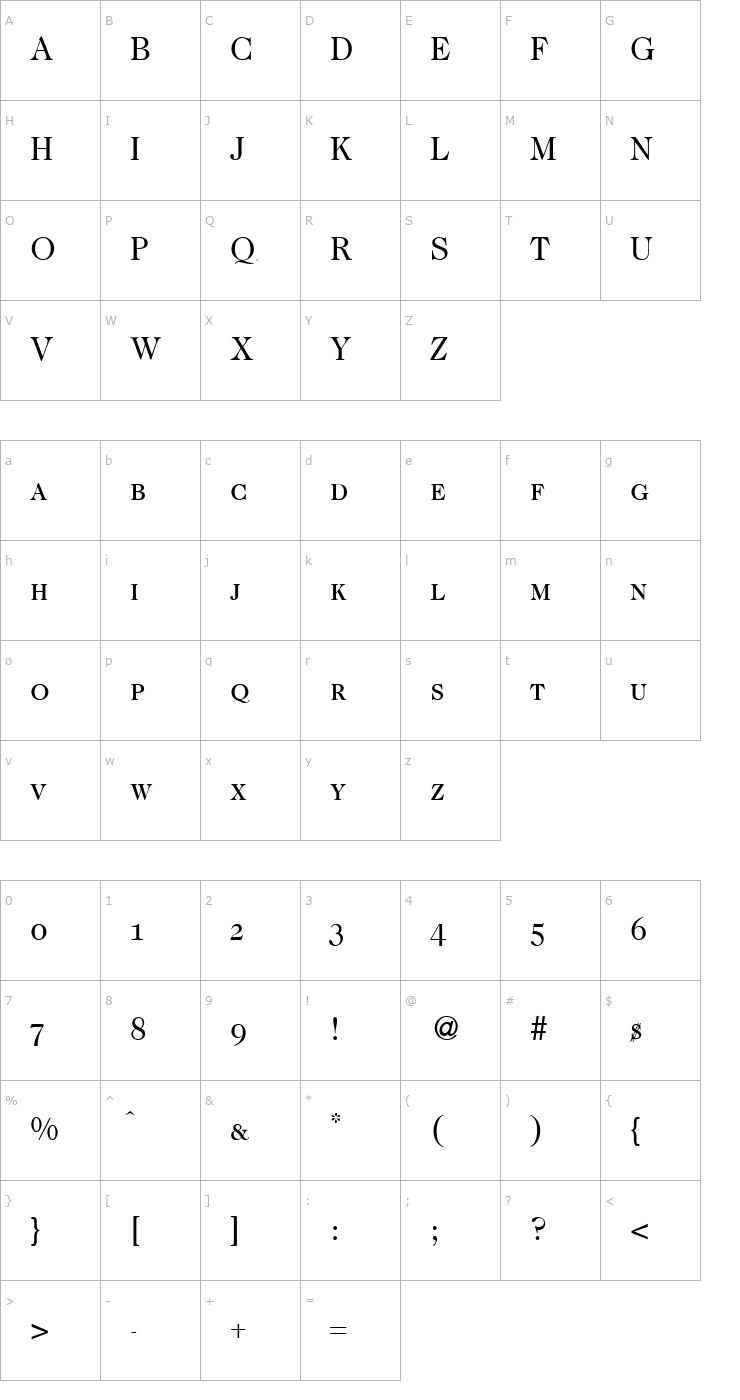 Character Map Caslon335Smc-Regular Font
