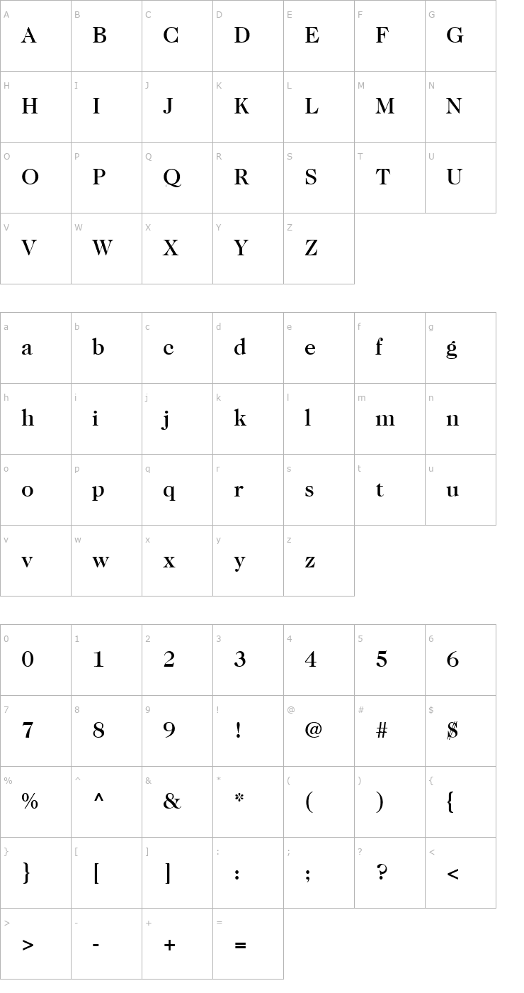 Character Map CaslonTwoTwentyFour Medium Font