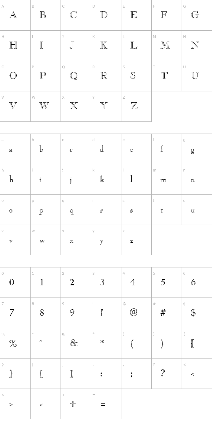 Character Map CasqueOpenFace Font