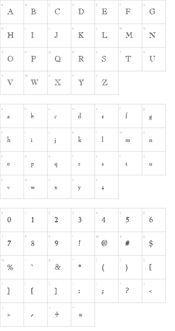 Character Map CasqueOpenFace Regular Font