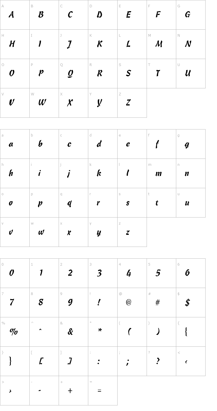 Character Map Cassia Regular Font
