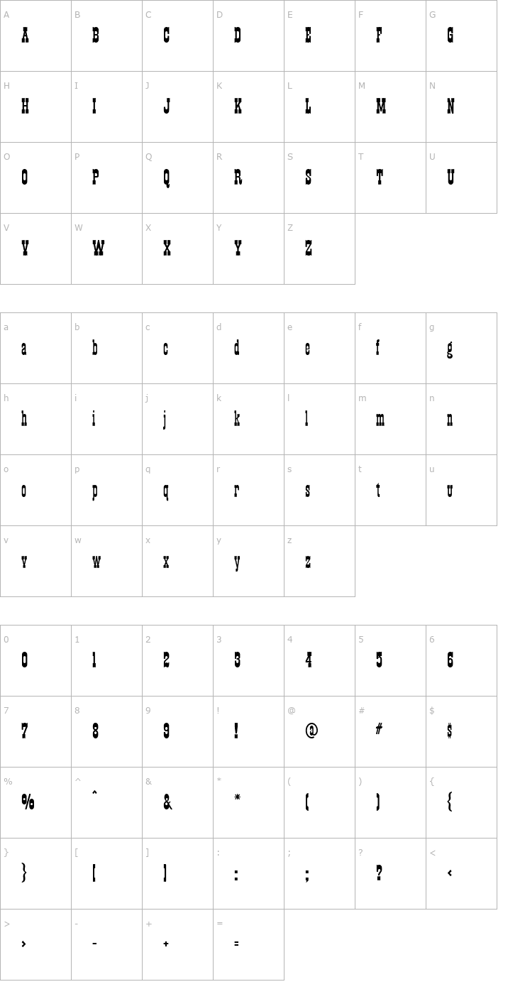 Character Map Cassidy Regular Font