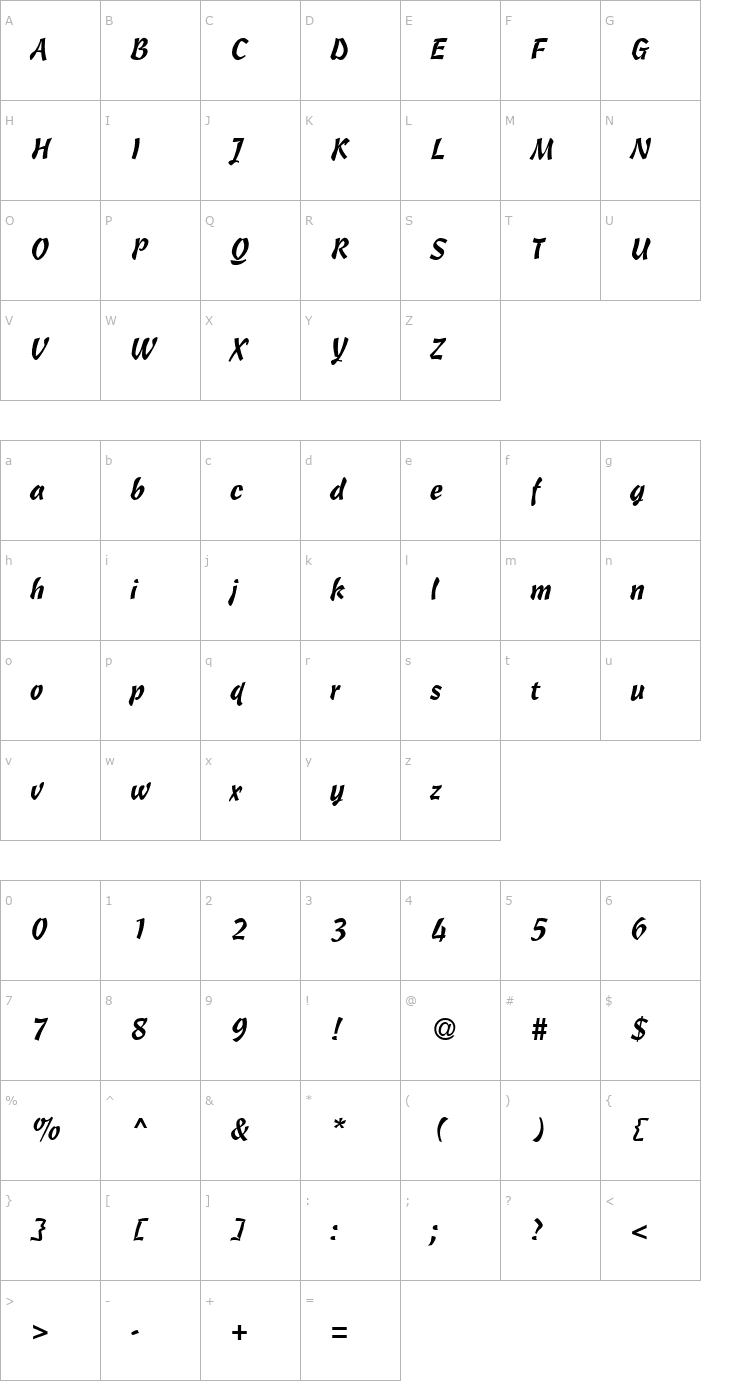 Character Map Cassock-Regular Font