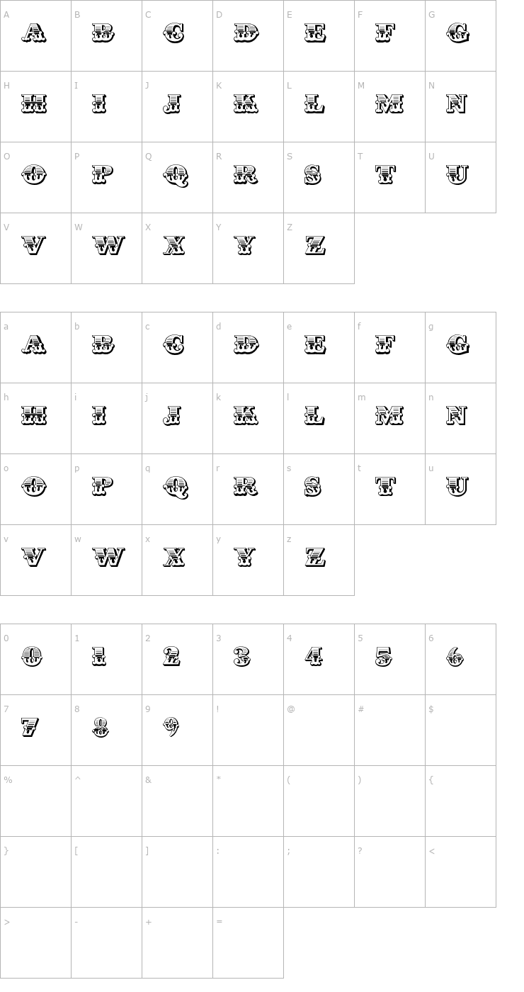 Character Map Cast Iron Font