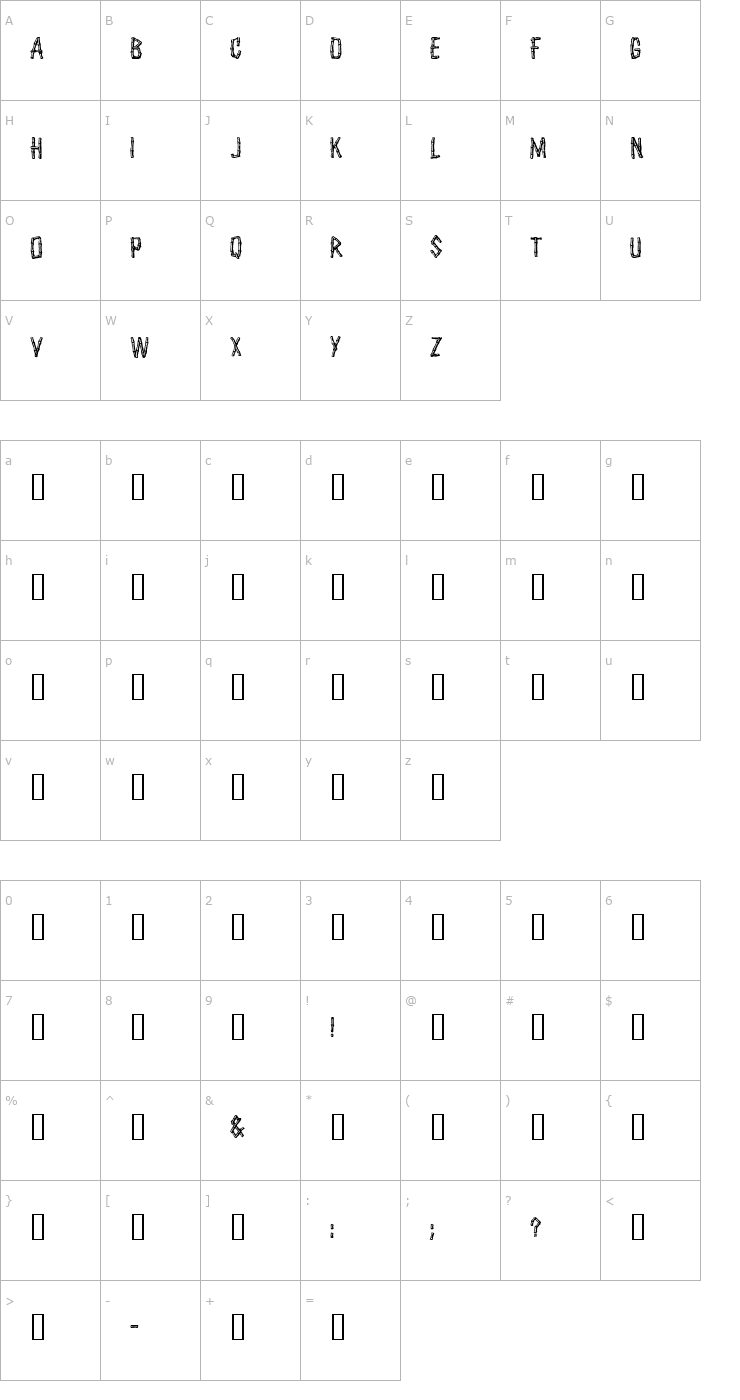 Character Map Castaway Font