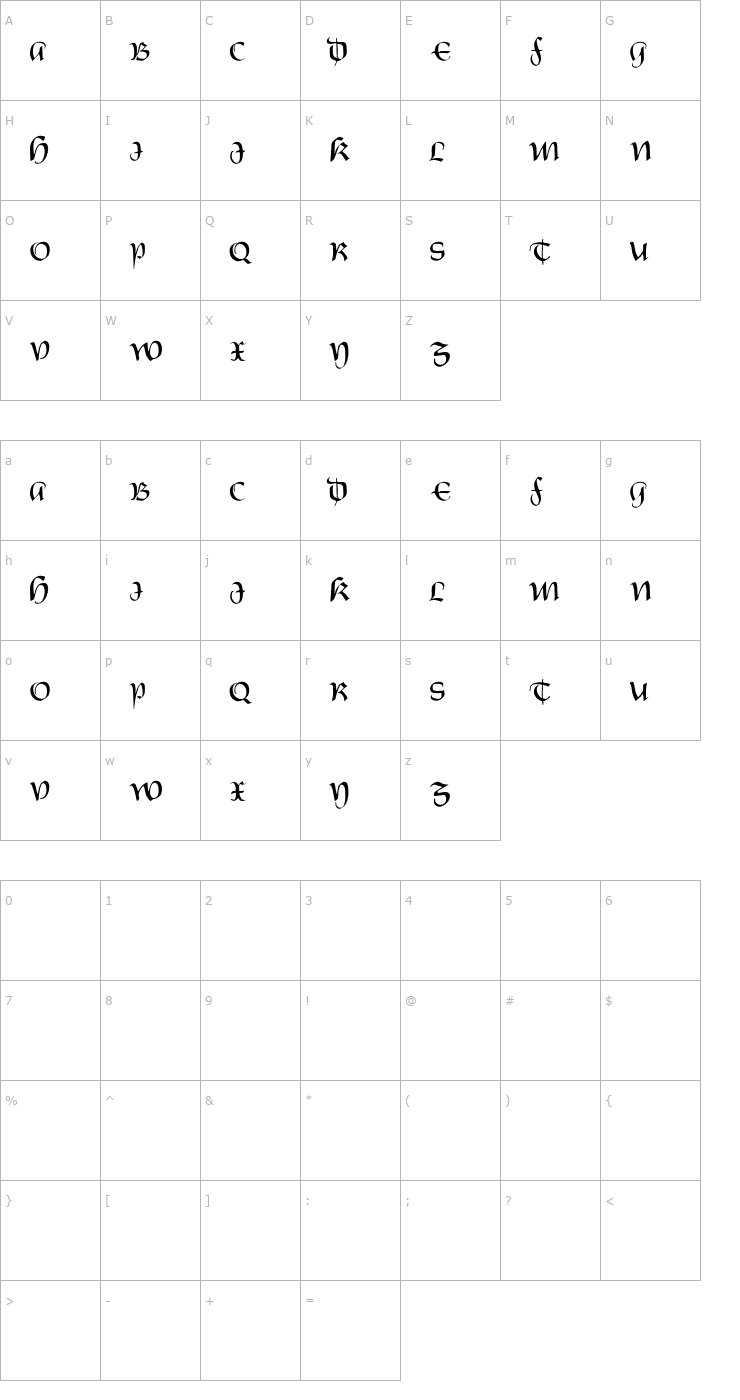 Character Map Castiglione Font