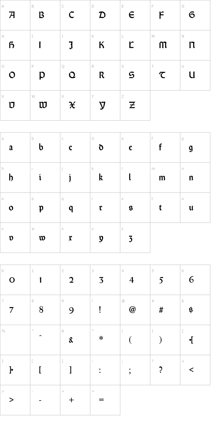 Character Map Castlemar-Normal OTF Font