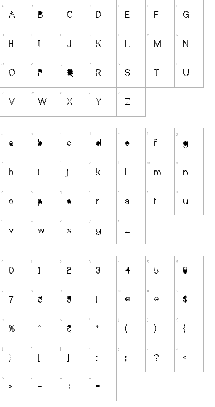 Character Map Castorgate - Messed Font