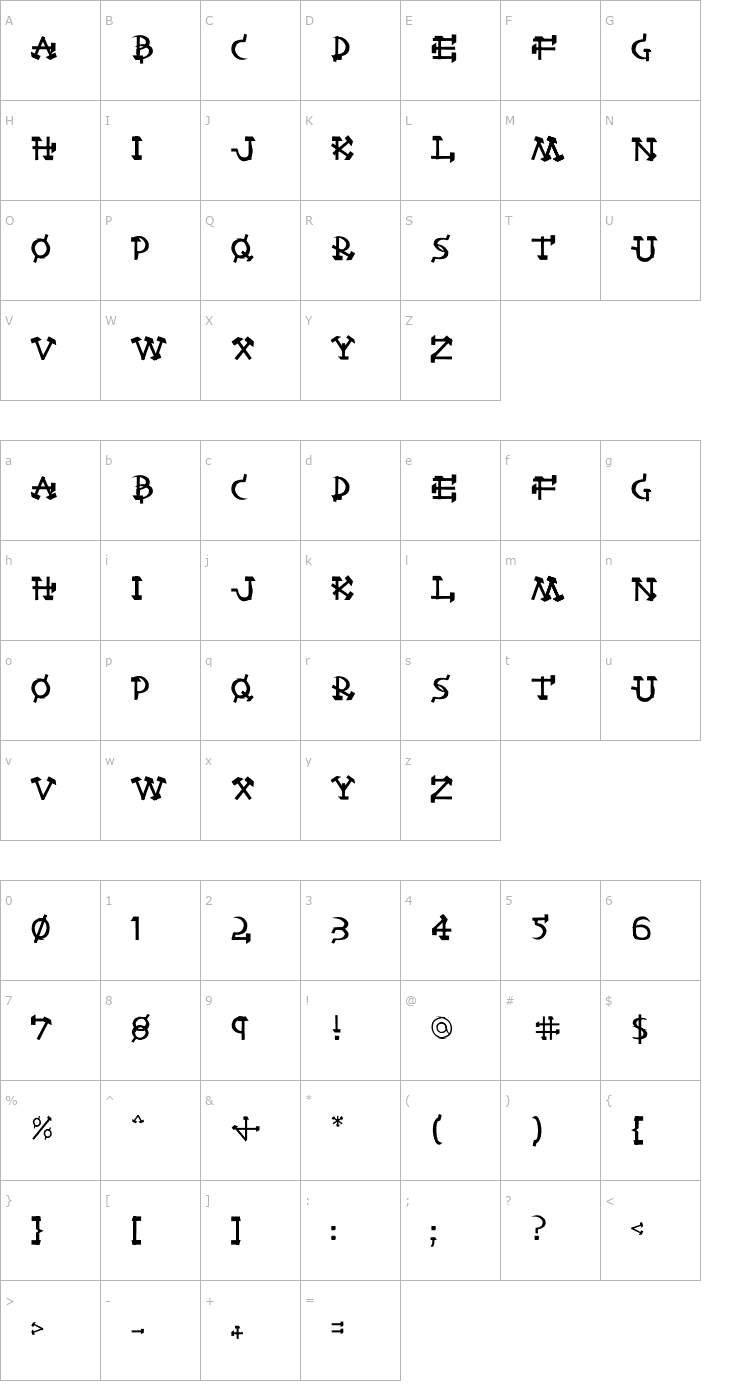 Character Map Castro Font