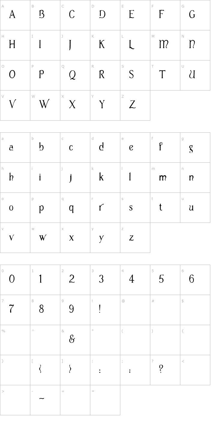 Character Map Casua Font