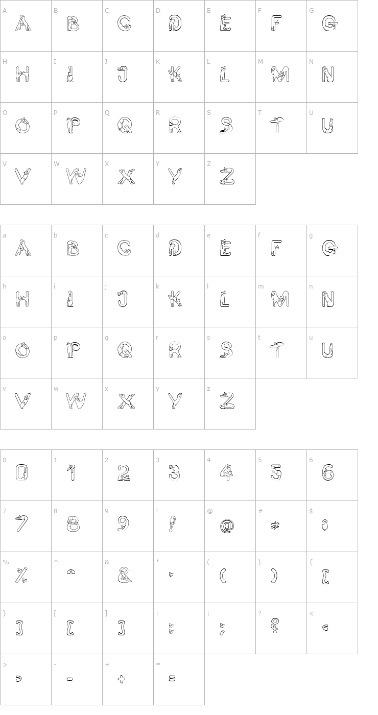 Character Map Cat Becker Font